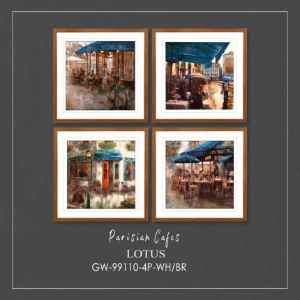 تابلو مدرن گاری وال لوتوس کد محصول: PARISIAN CAFES-GW-99110-4P-WH/BR