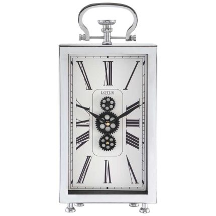 ساعت روميزی فلزی چرخ دنده ای لوتوس کد محصول: TC-802-MONROVIA-SILVER/WH&GOLD/WH